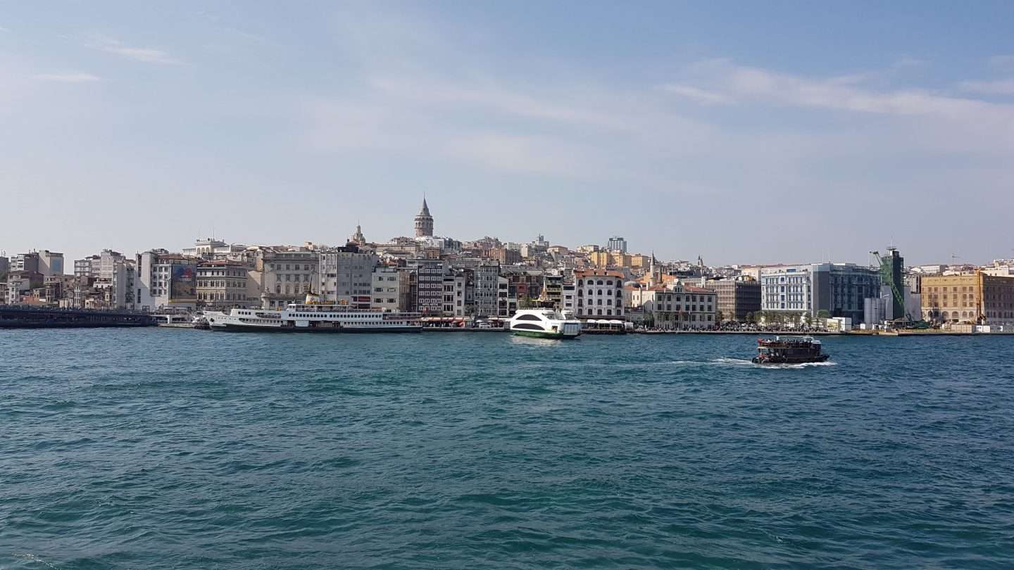 View from the boat of the Bosphorus sea
