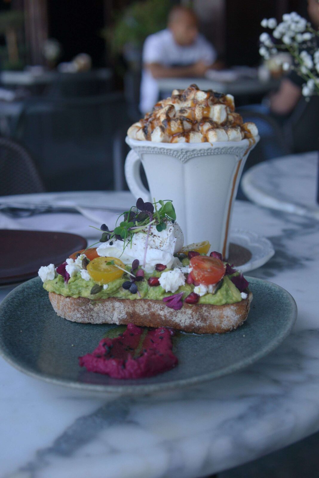 Hot Chocolate & Avocado on Sourdough
