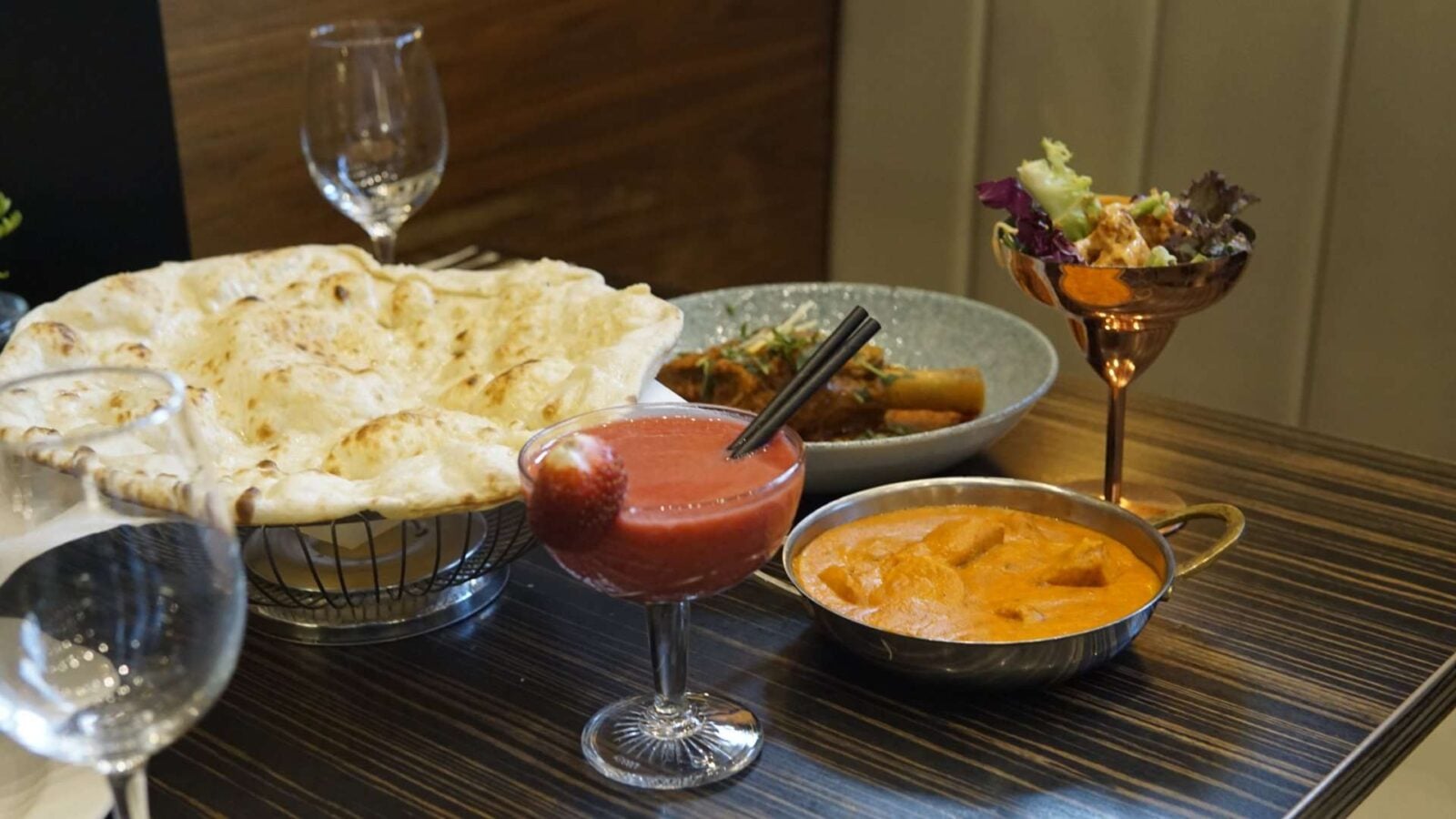 Mocktail, Butter Chicken, Dynamite Shrimp &amp; Lamb Sultani