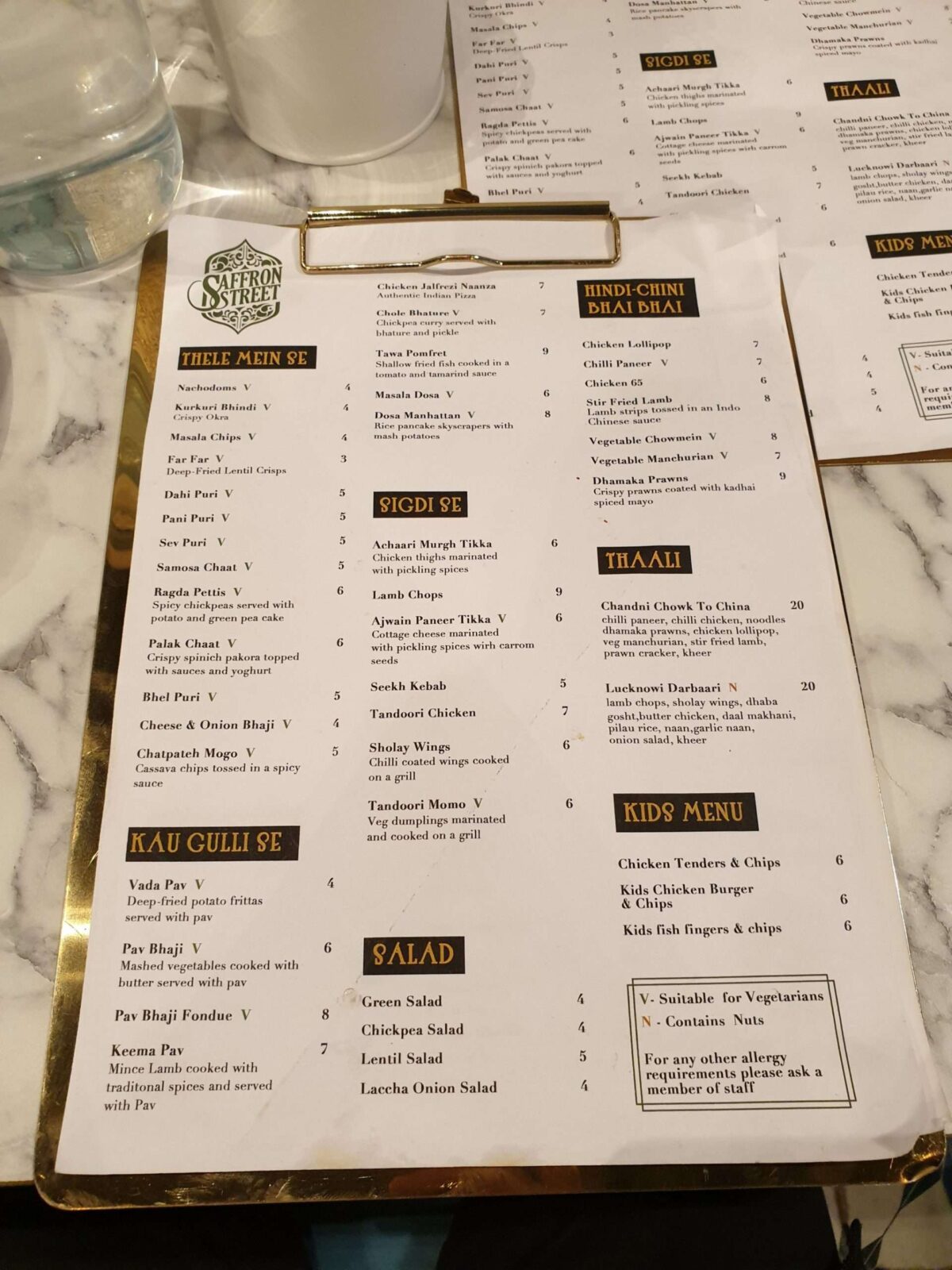 Saffron Street Menu