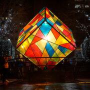 Coloured Cube at Canary Wharf Lights