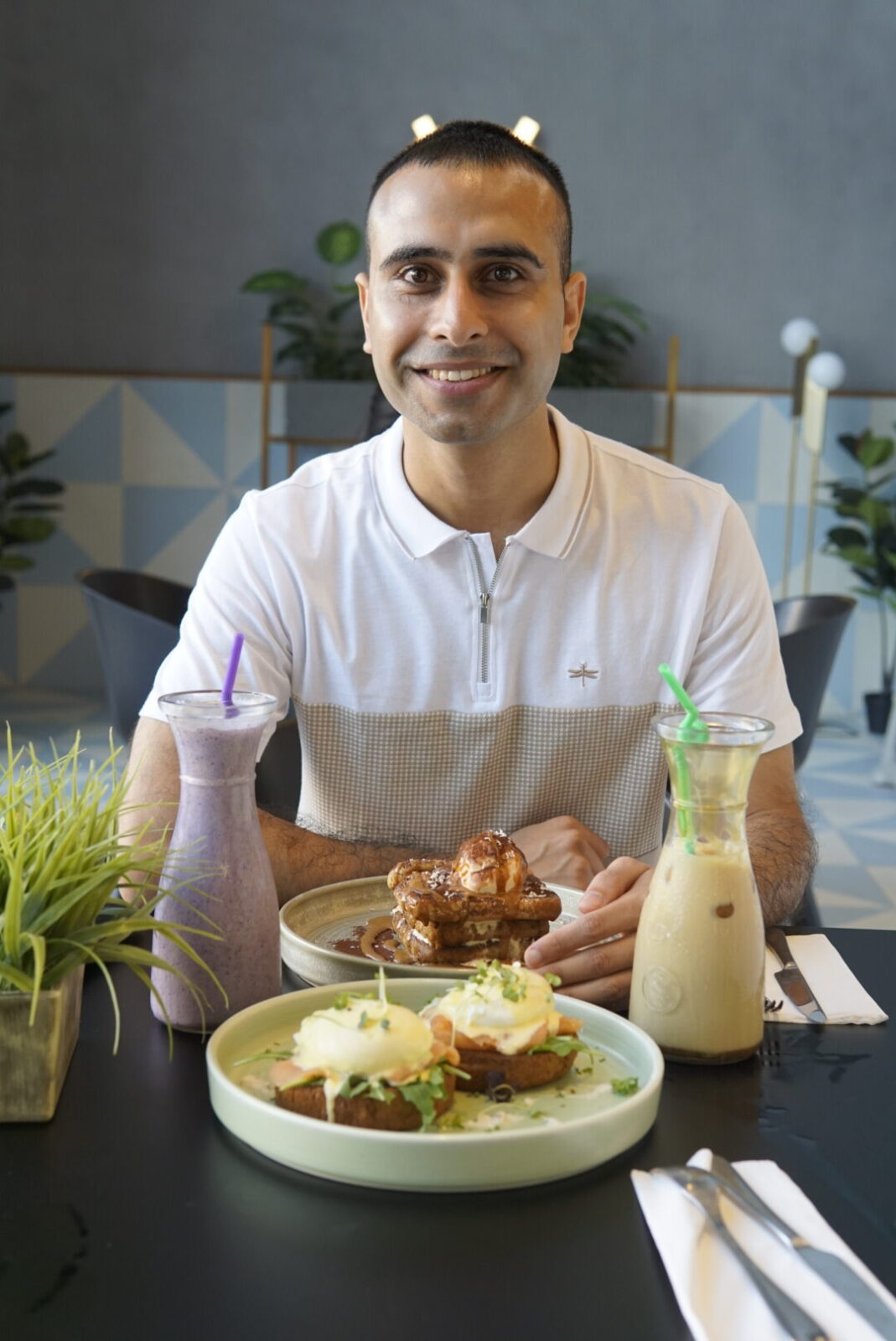 Adil Musa dining at Hampstead Bakery & Cafe