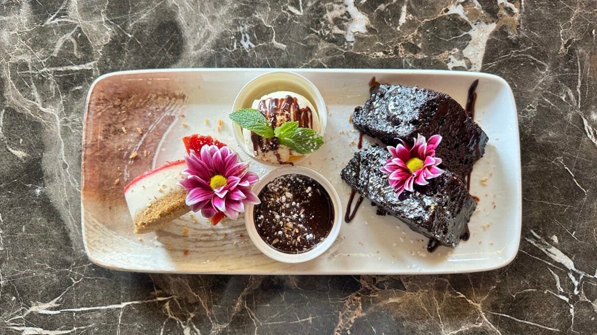 Chocolate Pudding and Dragonfruit Cheesecake