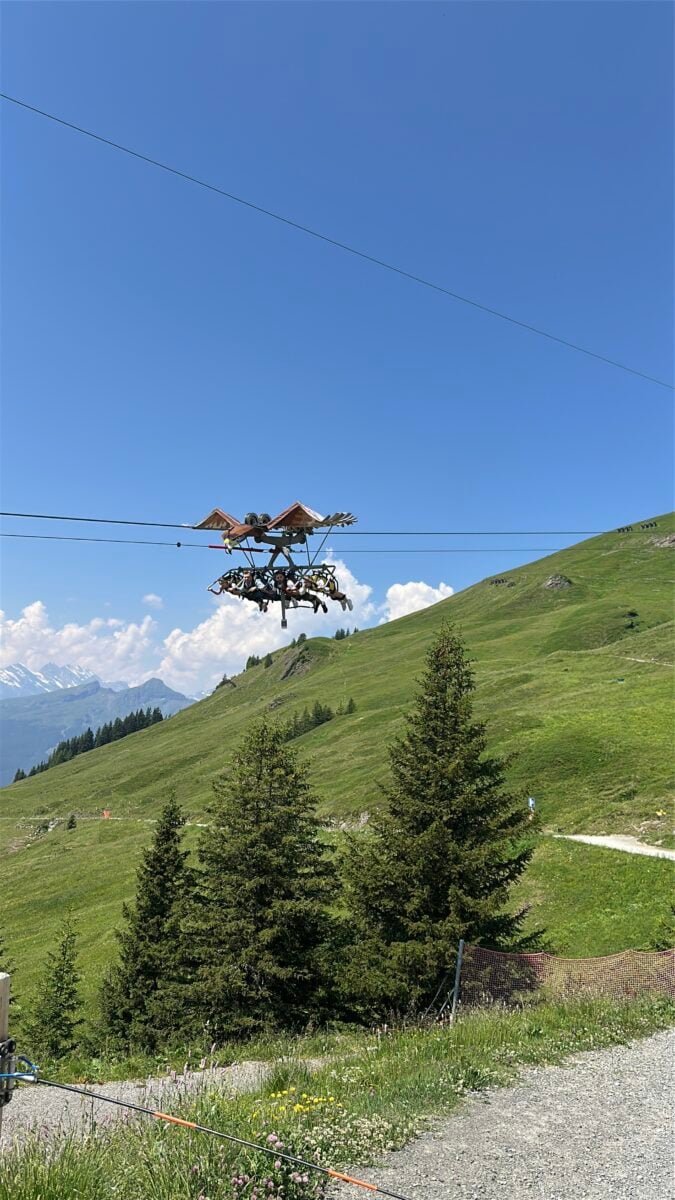 First Glider ride at Grindelwald First in the Swiss Alps, Switzerland