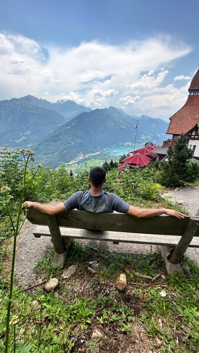 Adil Musa enjoying views at Harder Kulm