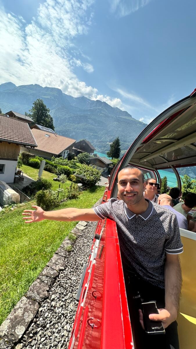 Adil Musa enjoying at Brienz Rothorn Steam Train Ride through stunning swiss alps