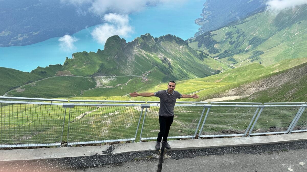 Adil Musa at high viewpoint of Brienz Rothorn Bahn